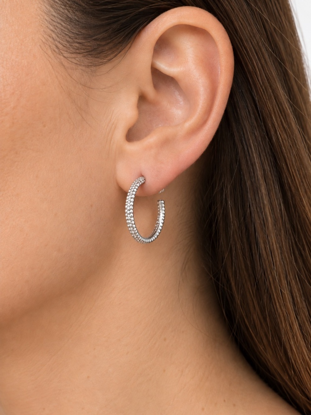 LAGOS Signature Caviar Sterling Silver 1” Hoop Earring - Picture 5 of 5